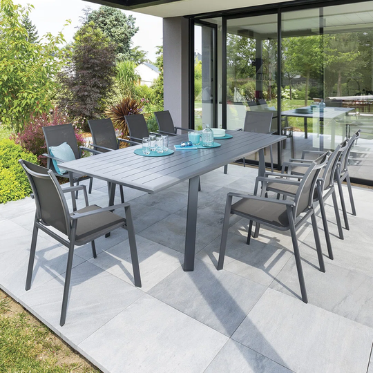 Pavane Linen & White Extending Garden Table