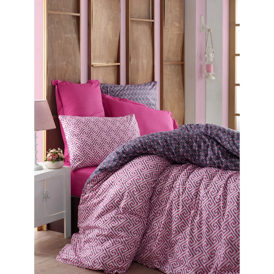Galesburg Purple/Pink 100% Cotton Reinforce 145 TC Duvet Cover Set