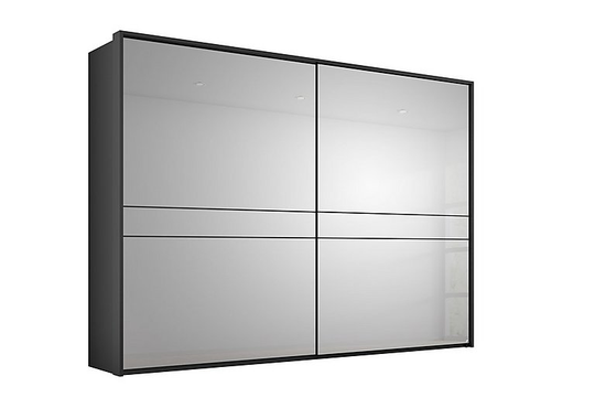Rauch - Lando Sliding Mirror Wardrobe with LED Lights - 280-cm - Black