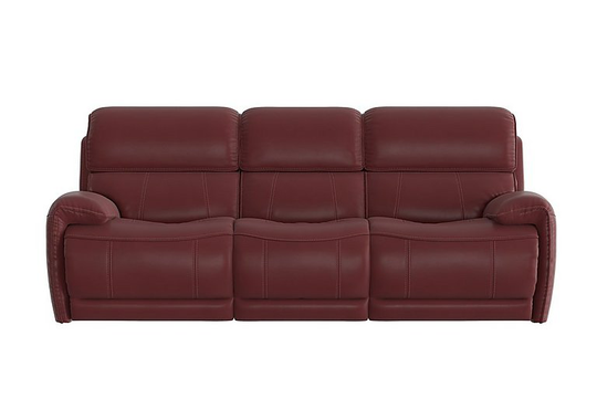 Link 3 Seater Leather Power Recliner Sofa with Power Headrests - Red- World of Leather