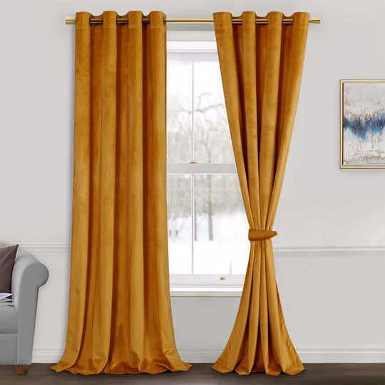 Heavy Crushed Velvet Eyelet Sheer Ready Made Window Curtains