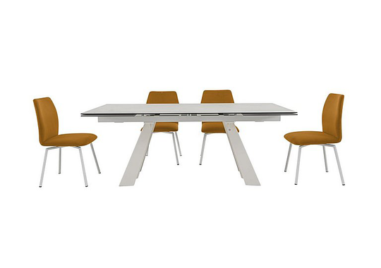 Connubia by Calligaris - Wings Extending Dining Table and 4 Swivel Fabric Chairs - 150-cm