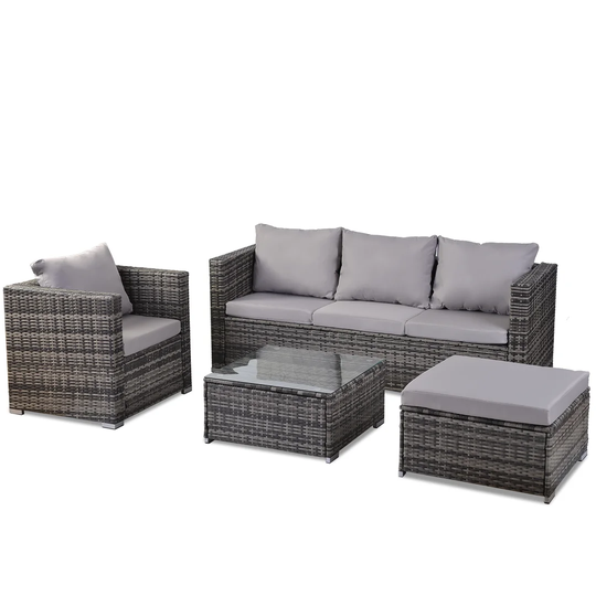 Aganlane Rattan 5 - Person Sofa Set with Cushions