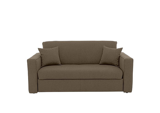 Versatile 2 Seater Fabric Sofa Bed with Box Arms - Mink