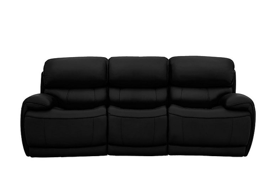 Relax Station Rocco 3 Seater Leather Power Rocker Sofa with Power Headrests - Black- World of Leather