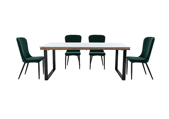 Noir Dining Table with U-Shaped Legs with 4 Chairs Dining Set - 220-cm
