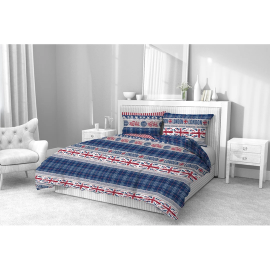 Rozier Blue/Red/Grey Duvet Cover Set