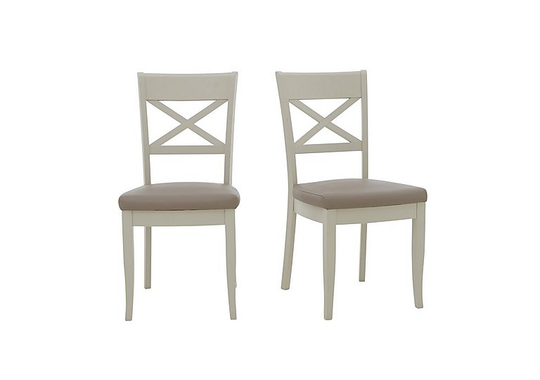Furnitureland - Annecy Pair of Cross Back Leather Dining Chairs