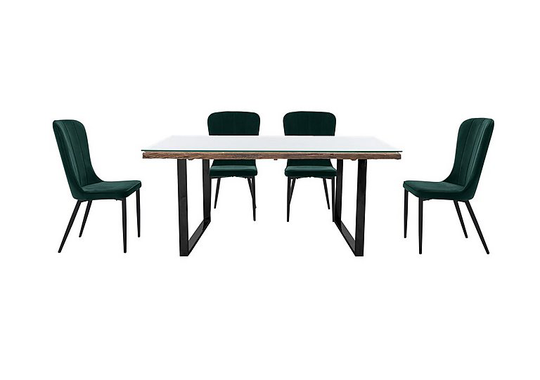 Noir Dining Table with U-Shaped Legs with 4 Chairs Dining Set - 180-cm