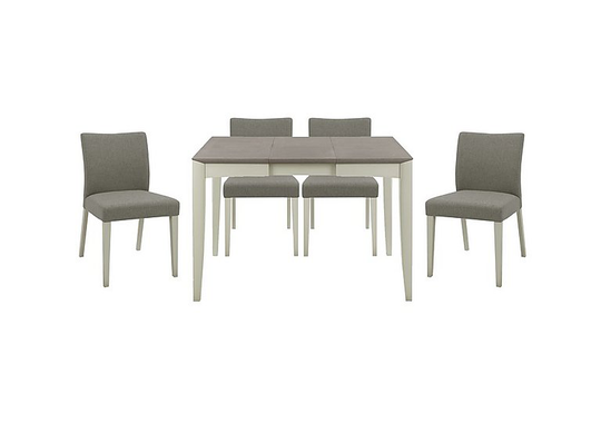 Skye Small Table and 4 Upholstered Chairs - Grey