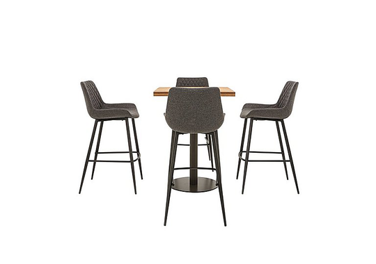 Earth Bar Table and 4 Rocket Bar Stools - Grey