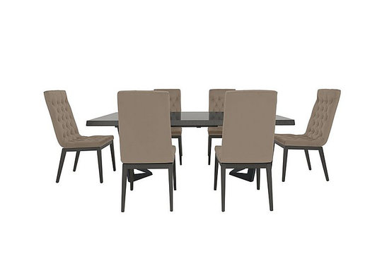 Palazzo 200cm Extending Dining Table in Silver Birch with 6 Capitonne Buttoned Dining Chairs