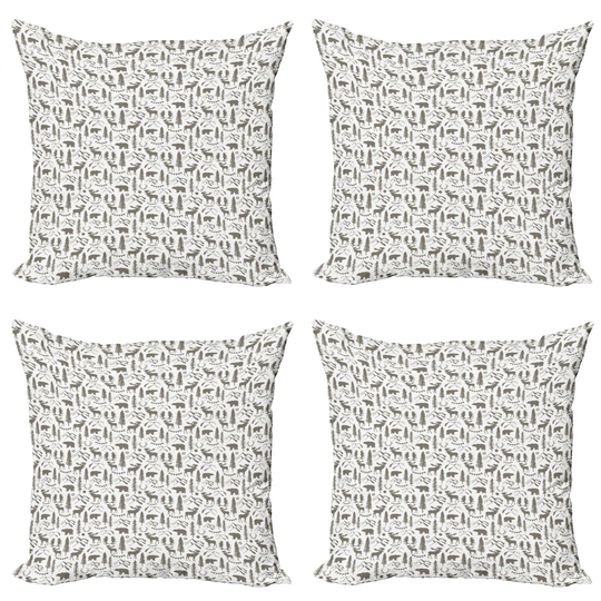 Malak Forest Elements With Bear Moose Trees And Mountains Wildlife Nature Theme Scatter Cushion Cover