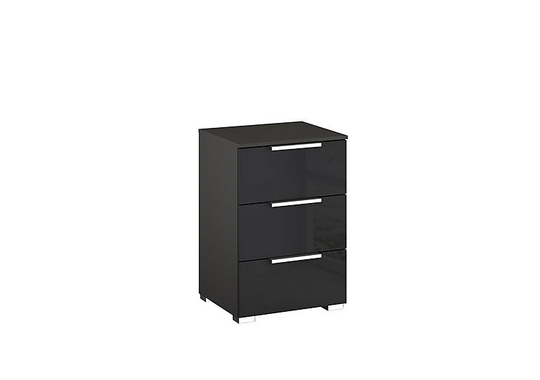 Rauch - Formes Glass 3 Drawer Bedside Chest - Black