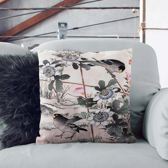 Birds in the Garden Cushion with Filling Pillow