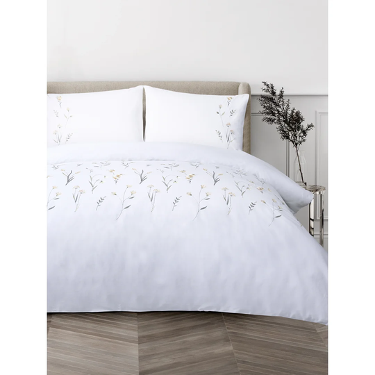 Libbie White Cotton 200 TC Duvet Cover Set