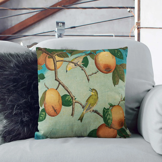 Birds upon a Fruit Tree Cushion with Filling Pillow