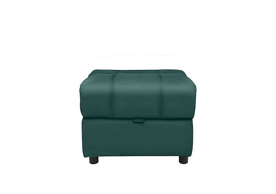 Moreno Leather Storage Footstool - Green- World of Leather