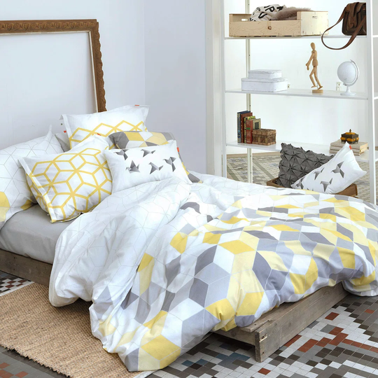 Fae Yellow Grey 150 TC Duvet Cover