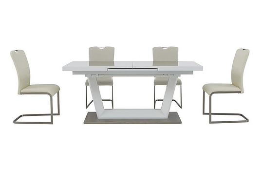 Bianco Large Extending Dining Table and 4 Chairs Dining Set - White