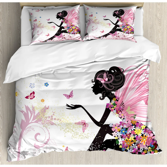 Memphis White/Pink/Black Microfibre 350 TC Duvet Cover Set