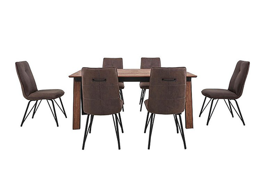 Habufa - Austin Extending Dining Table and 6 Chairs - 230-cm - Brown