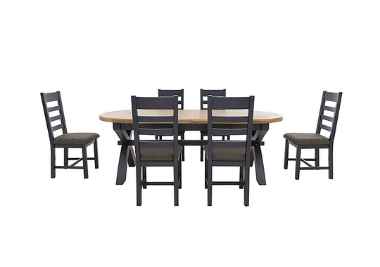 Hewitt Oval Extending Dining Table and 6 Slatted Dining Chairs