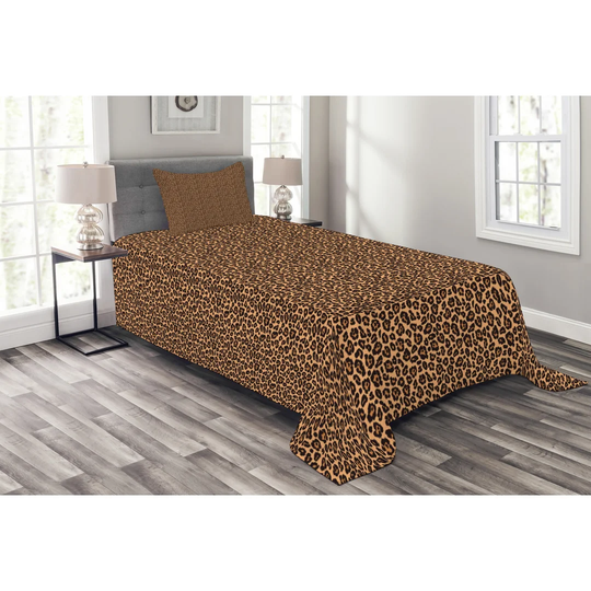 Adeley Orange/Black Bedspread Set with Pillow Sham
