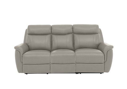 Orlando 3 Seater Leather Power Recliner Sofa with Power Headrests and Lumbar Support - Grey