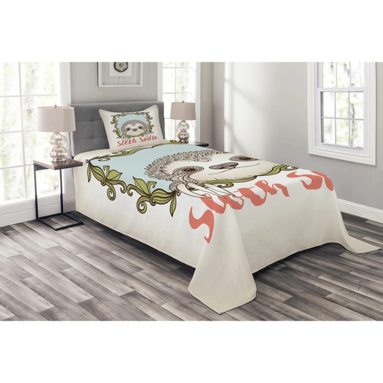 Afif Grey/Blue Bedspread Set with Pillow Sham