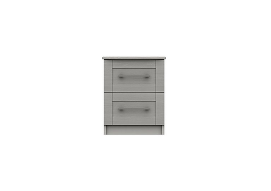 London Bedrooms - Fenchurch 2 Drawer Bedside Chest - Grey