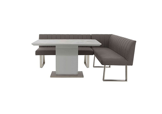 Grigio Fixed Dining Table and Right-Hand Facing Corner Bench Dining Set - Grey