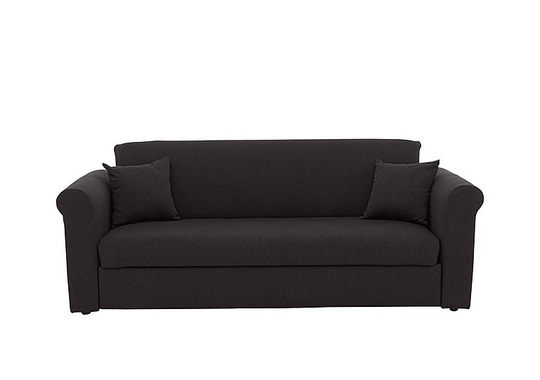 Versatile 3 Seater Fabric Sofa Bed with Scroll Arms - Black