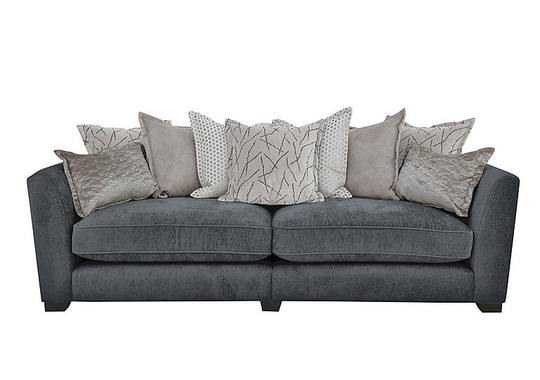 Boutique Lavish Fabric 4 Seater Split Scatter Back Sofa - Grey