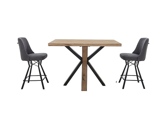 Habufa - Detroit Bar Table and 2 Bar Stool Set - Grey