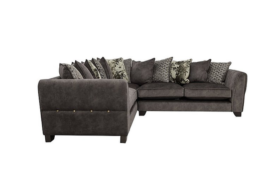 Ariana Small Fabric Pillow Back Corner Sofa - Grey