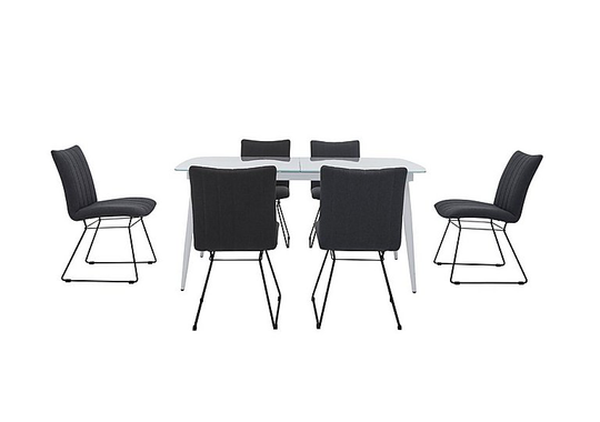 Ace Large Extending Dining Table and 6 Chairs - Grey