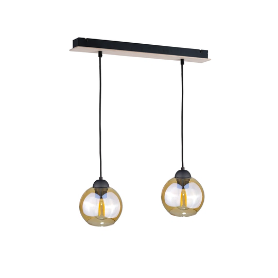 2 - Light Cluster Globe Pendant with Wood Accents