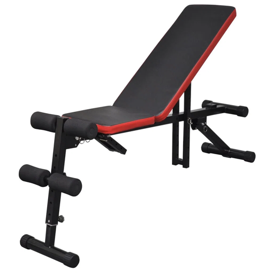 Vidaxl Adjustable Sit-Up Bench With Barbell And Dumbbell Set 60.5 Kg