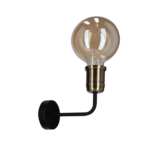 Srinivas 1 - Light Black/Antique Brass Armed Sconce