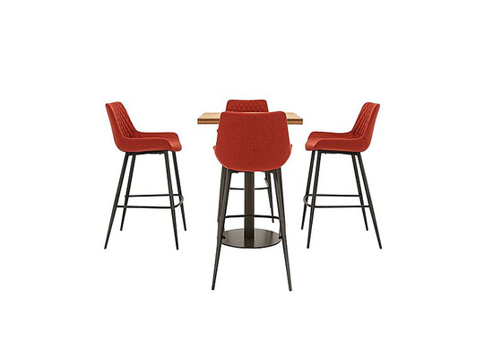 Earth Bar Table and 4 Rocket Bar Stools - Red