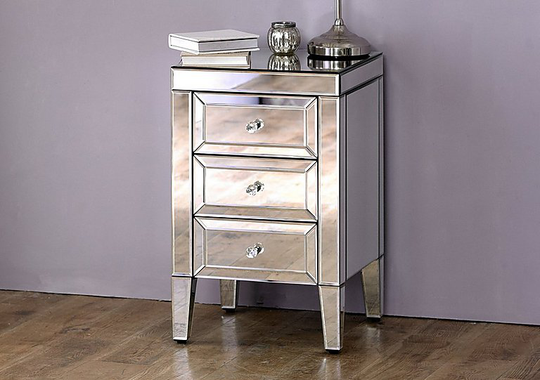 Francesca 3 Drawer Bedside Cabinet - Silver