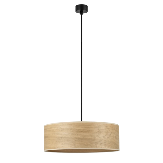 Tsuri 1 -Light Drum Pendant with Wood Accents