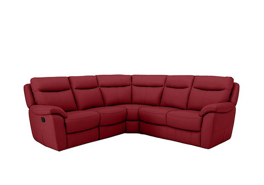 Snug Leather Power Recliner Corner Sofa - Red- World of Leather