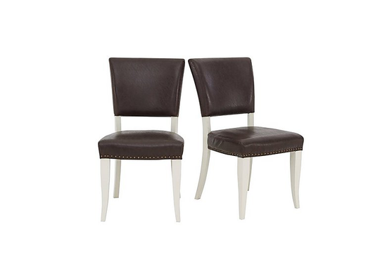 Pattern Pair of Dining Chairs - Brown