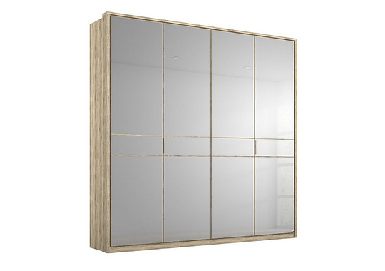 Rauch - Lando Hinged Mirror Wardrobe with LED Lights - 200-cm - Brown
