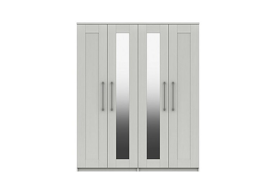 London Bedrooms - Fenchurch 4 Door Wardrobe with Mirrors - White