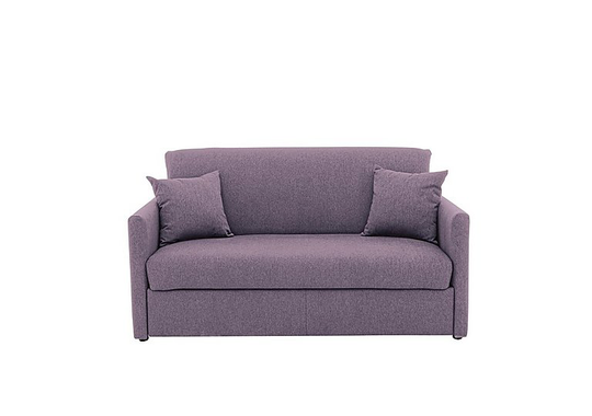 Versatile Small 2 Seater Fabric Sofa Bed with Slim Arms - Purple