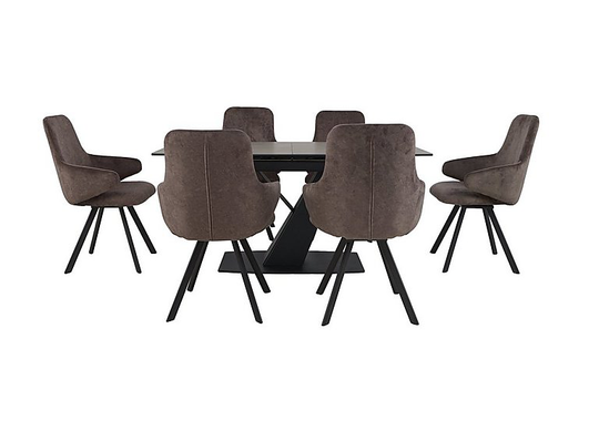 Enterprise Dining Table and 6 Swivel Arm Chairs Dining Set