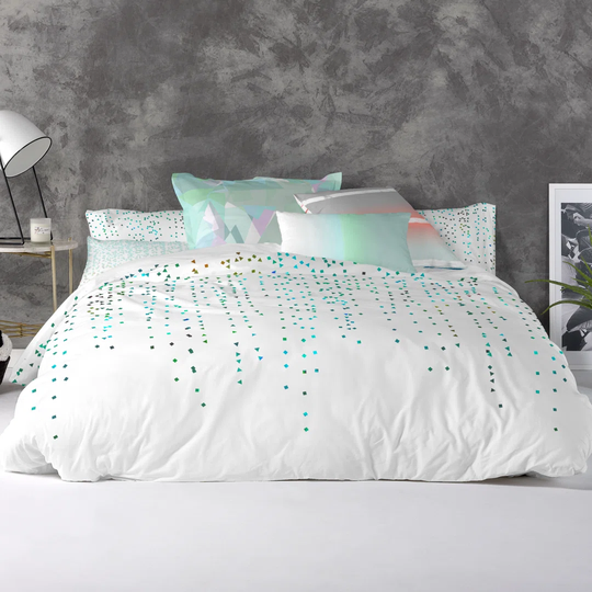 Triston Turquoise White 150 TC Duvet Cover